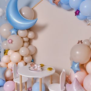 Children's photo zone with a lot of balloons